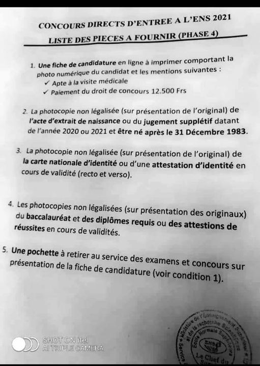 au Concours ENS 2021-2022 cote d'ivoire ci