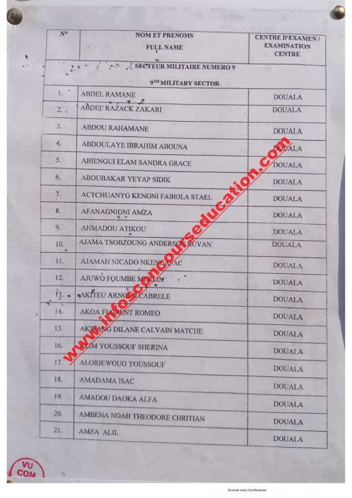 Région du Littoral: résultats du concours de gendarmerie du Cameroun 2021-2022