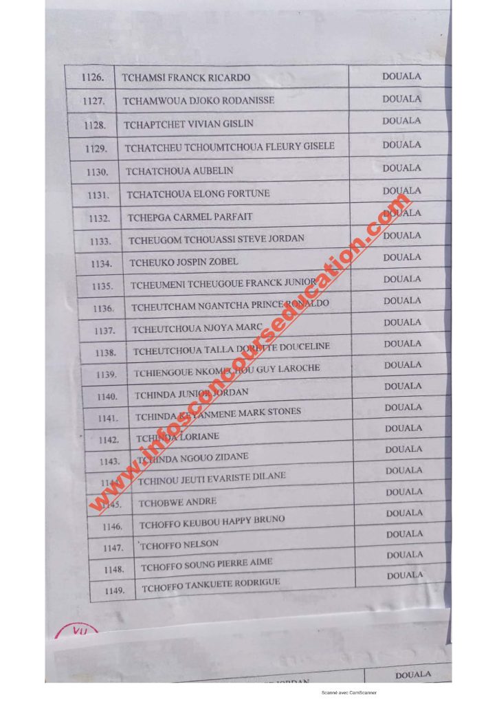 Région du Littoral: résultats concours armée ordinaire Cameroun 2021-2022