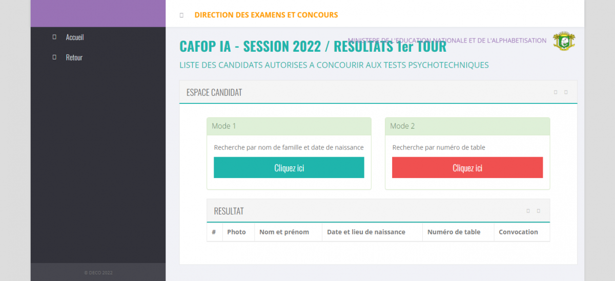 www.men-deco.org: Résultats du premier tour du CAFOP-IA Session 2022