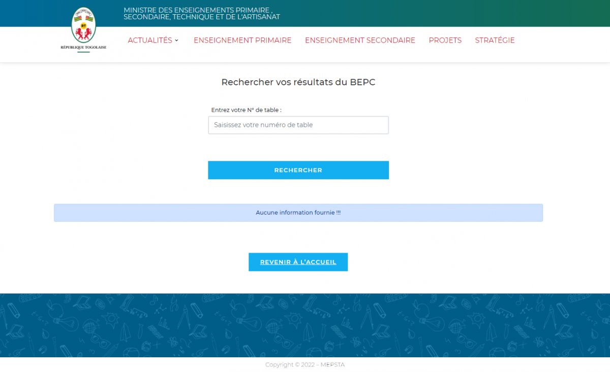 résultats du BEPC 2022 au Togo à consulter sur resultats.gouv.tg dans 3 jours