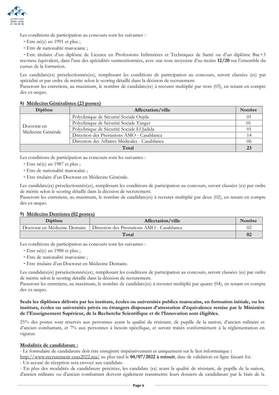 Concours de Recrutement CNSS 2023-2024 (503 Techniciens spcialisé et 345 Cadres)