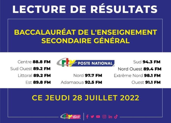 Lecture des résultats du BAC ESG 2022 au Cameroun ce soir le 28 Juillet 2022