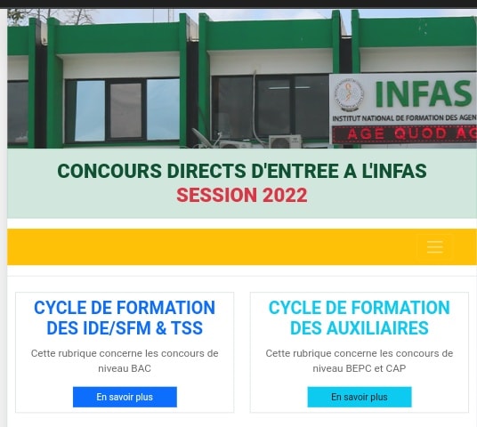 Résultats visite médicale INFAS 2022 à consulter en ligne sur infas.gdec-sonec.org