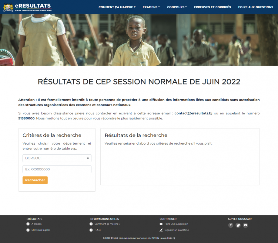 Les résultats CEP 2022 au Bénin enfin disponible avec 81,90% de taux de réussite au plan national