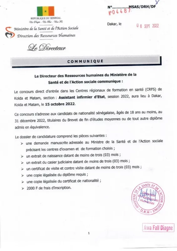 Concours ENDSS Sénégal 2023-2024