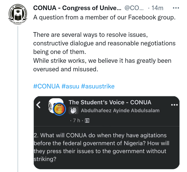 Education / Nigeria: Here is how CONU intends to resolve issues with FG without involving a strike 2 Here is how CONU intends to resolve issues with FG without involving a strike