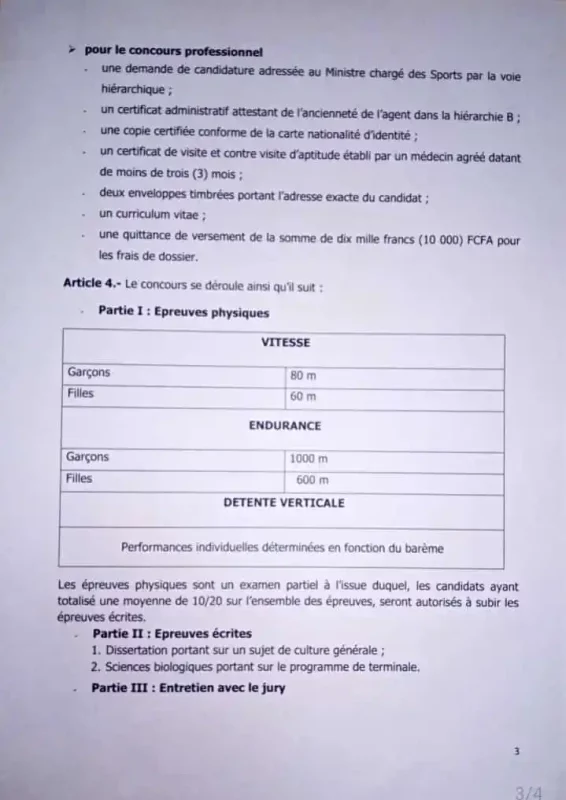 Ouverture Dépôts des dossiers au Concours CAPCEM-EPS 2022 Sénégal