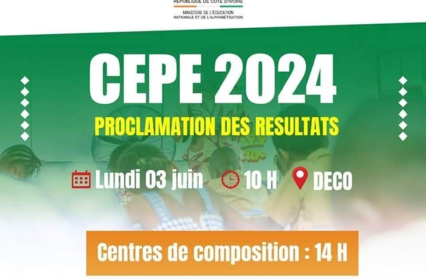 Proclamation des résultats du CEPE 2024 en Côte d'Ivoire ce Lundi 03 Juin