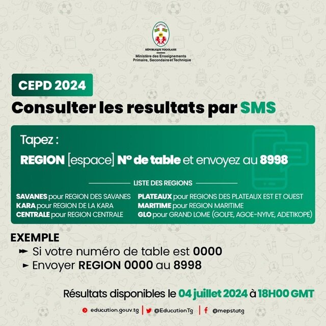 Les Résultats du CEPD Togo 2024 disponibles dès ce soir le 05 Juillet