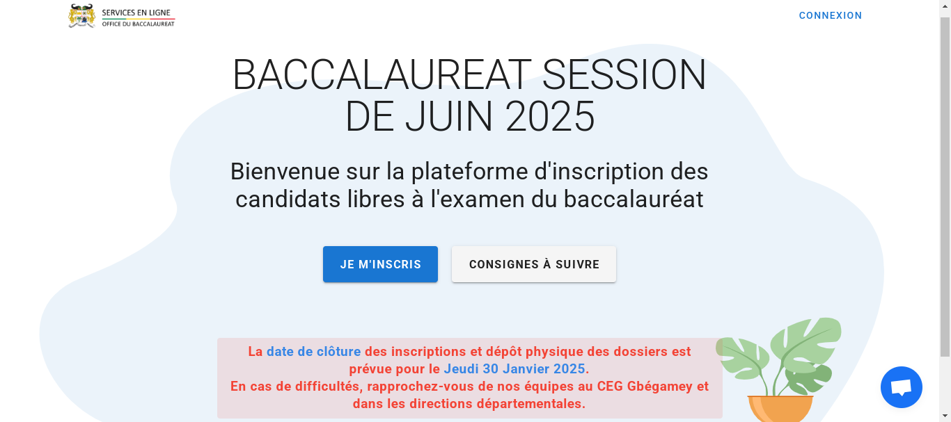 inscriptions et dépôt physique des dossiers au Bac Bénin 2025