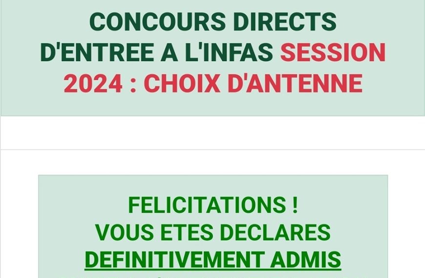 Choix d'antennes pour les admis Concours INFAS 2024