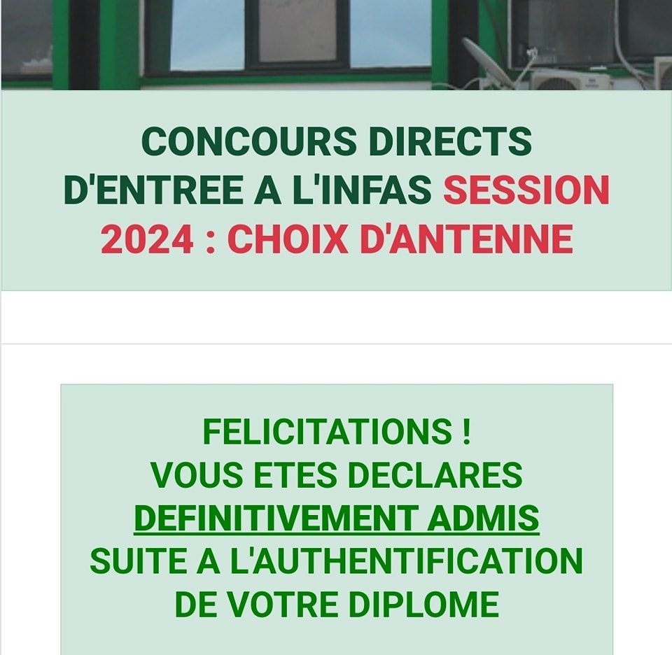 Choix d'antennes pour les admis Concours INFAS 2024