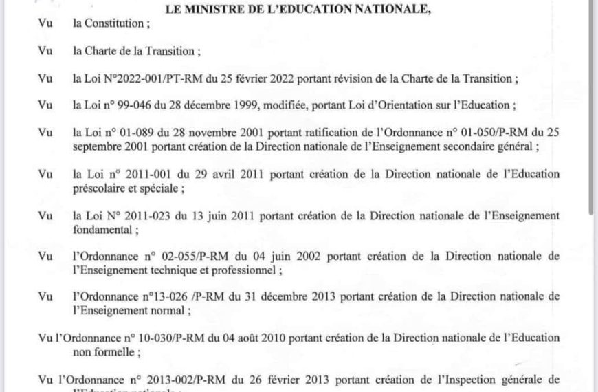 Le calendrier scolaire 2024-2025 au Mali