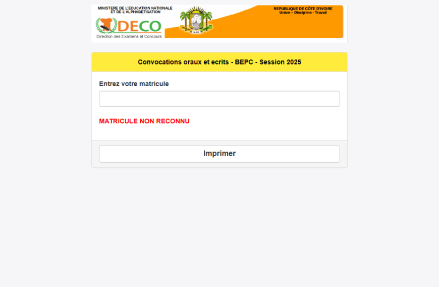 www.men-deco.org – Retrait des convocations BEPC CI 2025