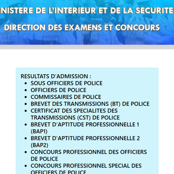 RÉSULTATS DÉFINITIFS DU CONCOURS POLICE CI 2024