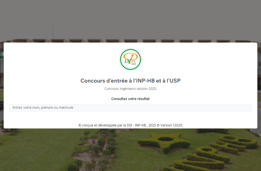 Les résultats du Concours INP-HB ingénieurs session 2025 sont disponibles
