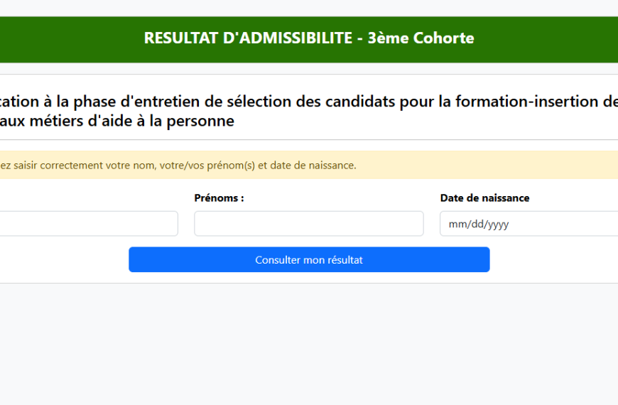 Formation professionnelle : Convocations disponibles pour les entretiens de sélection des 750 jeunes aux métiers d’aide à la personne 2025 en Côte d’Ivoire