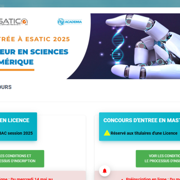 Ouverture des inscriptions au concours ESATIC 2025 en Côte d’Ivoire