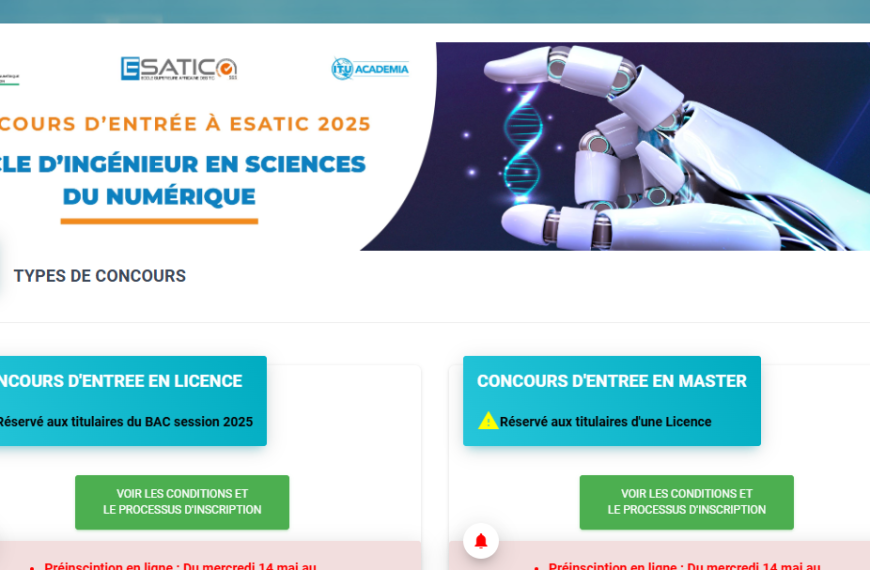 Ouverture des inscriptions au concours ESATIC 2025 en Côte d’Ivoire