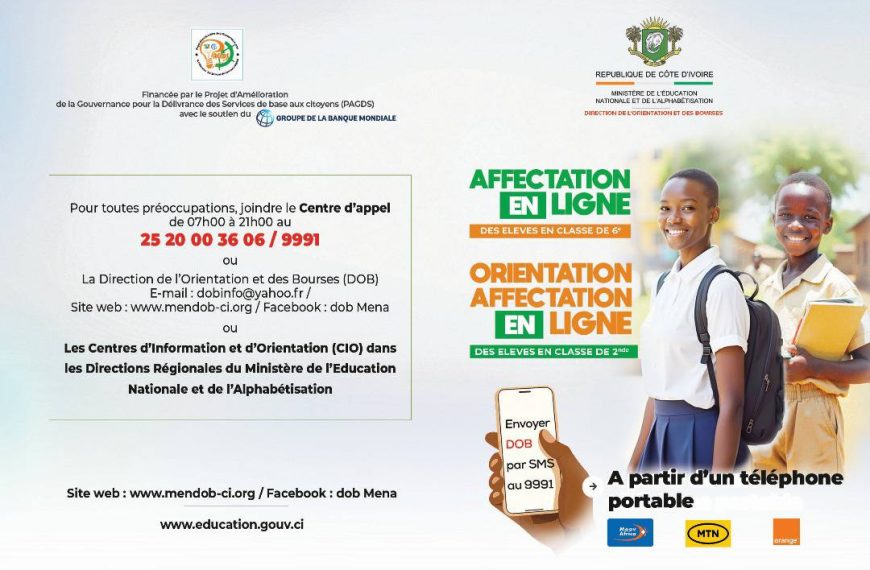 mendob-ci.org – Rretrait des fiches d’affectation en 6e 2025 en Côte d’Ivoire